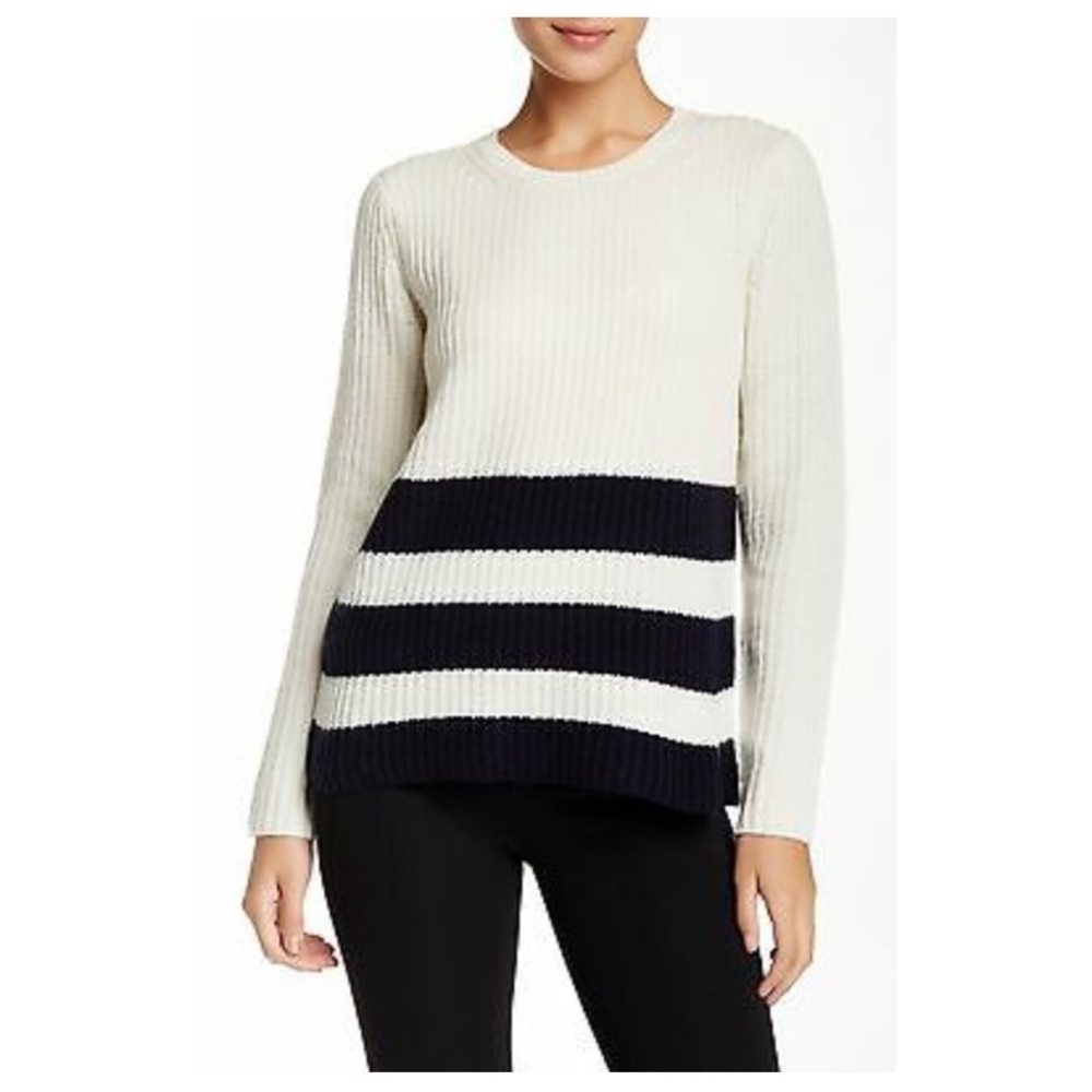 Vince Ribbed Wool/Cashmere Striped Sweater XS